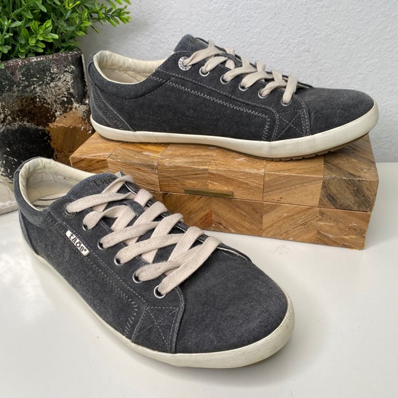 Taos Footwear Shoes - TAOS Star Canvas Lace Up Low Top Sneakers Shoes Charcoal Gray Size 10.5